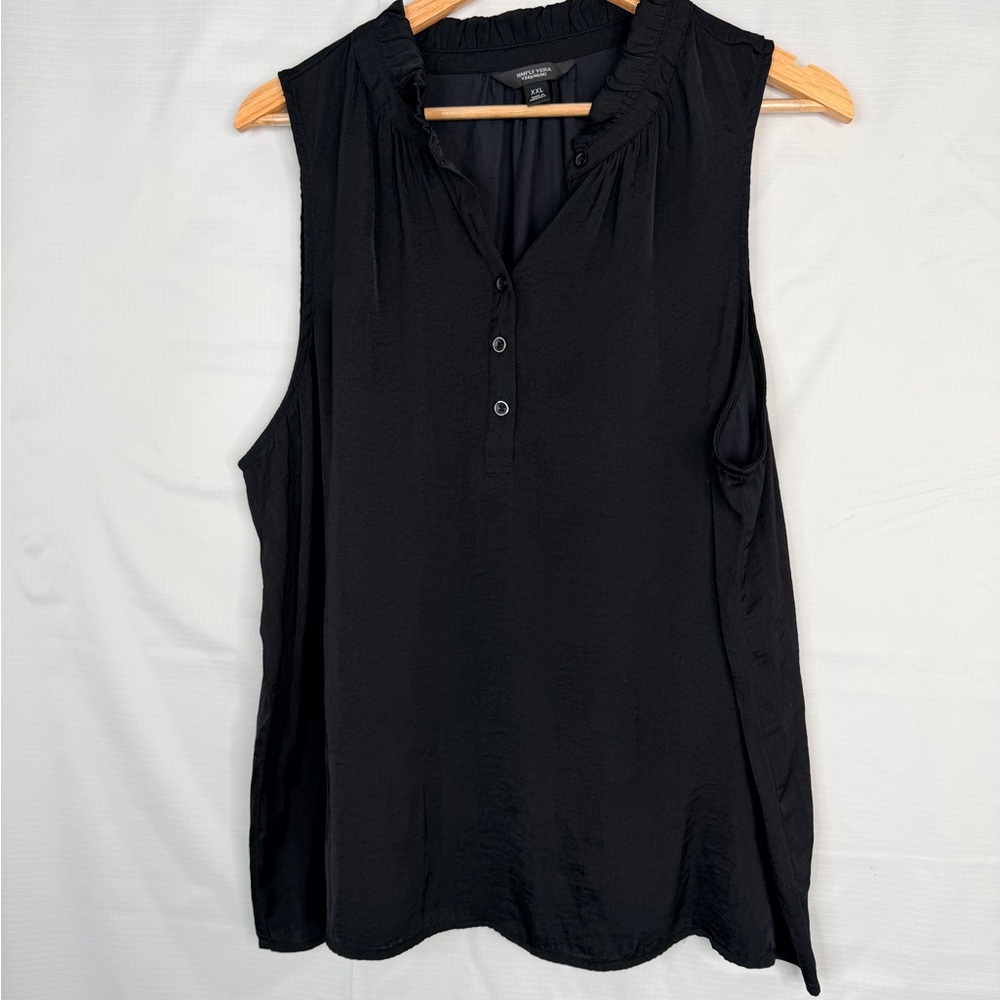 Simply‎ Vera Vera Wang Black Button-Front Blouse size XXL